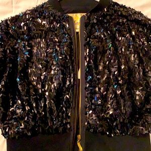 Black sequin short sleeve mid jacket